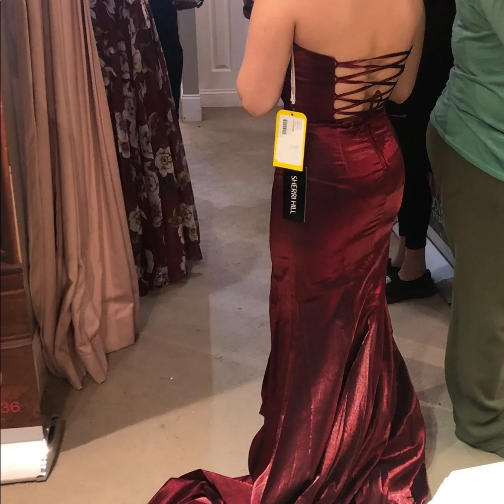 Sale! Prom Dress on Sale!! Wine Red Sherri Hill - Picture 4 of 13